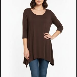 Lily Asymmetrical Tunic brown top size 1X